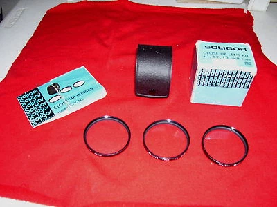 VINTAGE SOLIGOR 55MM CLOSE-UP LENS KIT W/CASE,PX 1 ,2 & 3 W/BOX and INSTR. - Image 1 of 3