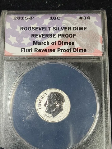 2015-P US March of Dimes Silver Reverse Proof 10c Coin ANACS Cover