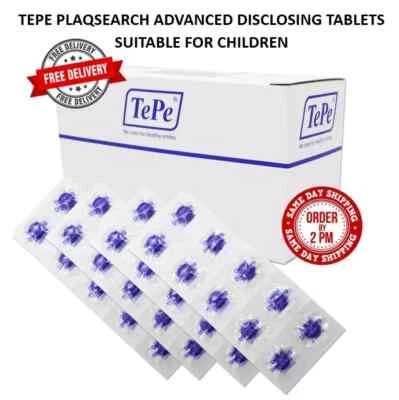 TEPE DISCLOSING TABLETS SHOW DENTAL PLAQUE FOR KIDS TEETH TWOTONE PLAQSEARCH 10 TO 80