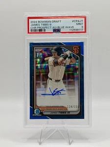 2024 Bowman Draft James Tibbs III 1st Auto Blue Wave /150 PSA 9 - Picture 1 of 2
