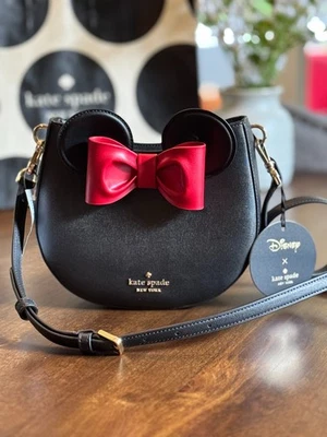 Kate Spade x Disney Minnie Mouse 3D Crossbody KG588 Black Purse Red Bow - Image 1 of 4