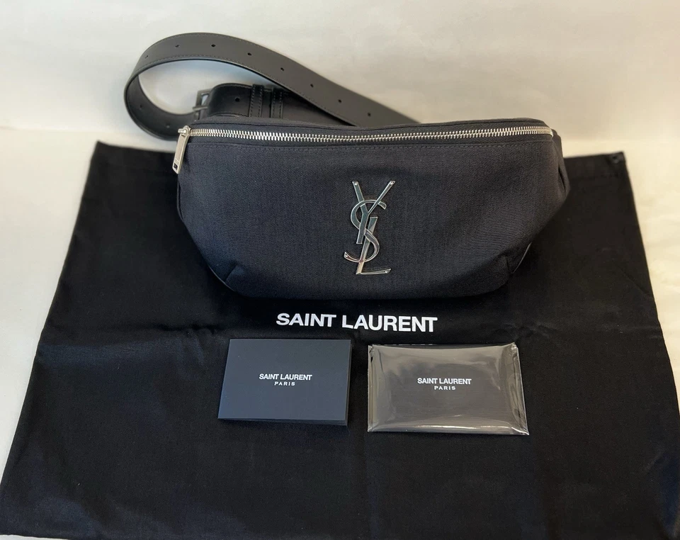 Bolso Cinturón SAINT LAURENT Cassandre Lona, Monograma Clásico YSL, Negro, Talla Única Foto 1 de 4