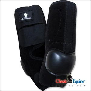 46CE Negro Clásico Neopreno Equino Tack Caballo Patín Bota - Imagen 1 de 4