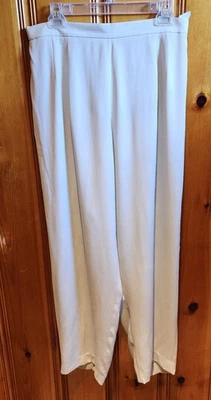 Josephine Chaus 100% Seda Bege Perna Larga Cintura Elástica, Zíper, Plissado Tamanho 16 - Imagem 1 de 3