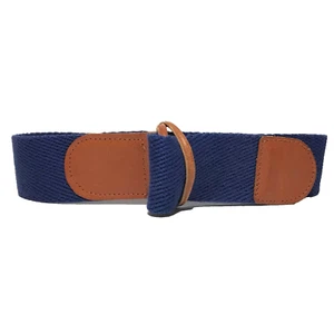 Women's Belt XS Blue Brown Cognac Canvas Woven D Ring Casual Jeans Wide Ladies - Picture 1 of 11