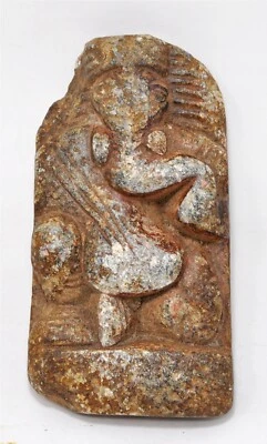 Antigua Estatuilla Ídolo Dios Ganesha Piedra Negra Original Antigua Tallada a Mano Foto 1 de 4