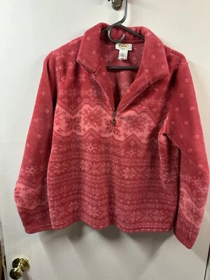 Chaqueta polar Talbots vintage rosa cuarto cremallera hecha en Estados Unidos copos de nieve S pequeña Foto 1 de 4