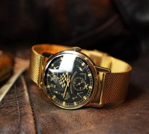 Masonic watch, soviet watch Men's, vintage watch, watch Masonic, metal bracelet - Picture 1 of 5