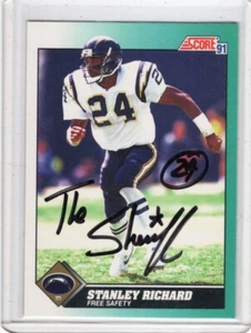 1991 Score Supplemental #57T Stanley Richard Autograph Trading Card FREE SHIP - Picture 1 of 2