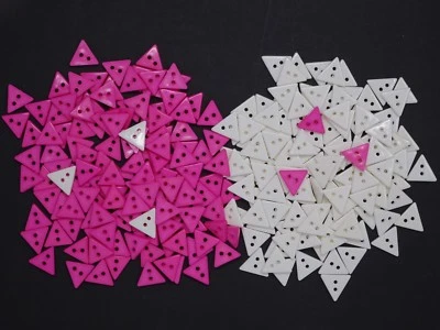 Vintage Pink or White Triangular 2-Hole Buttons 15mm Lot of 13 or 144 B44 - Image 1 of 4