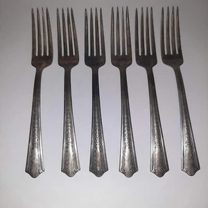 Vintage Antik WB / W GABELN Versilbert x6 Floral Halbrund gewelltes Design - Bild 1 von 6