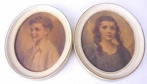 Vintage Edward Gross Oval Frame Prints by C. Bosseron Chambers-Cynthia/Richard - Picture 1 of 12