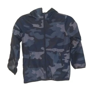 Camo Jacket Boys Sears Windbreaker Small Blue Orange Interior Full Zip - Picture 1 of 3