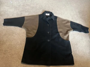 Vintage George David Fashions 100% wool coat jacket black Lined Color block XL? - Picture 1 of 12
