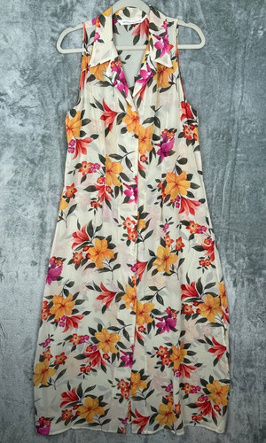 UNDERCOVER Maxi abito Victoria's Secret grande floreale con bottoni senza maniche trasparente Y2K vintage