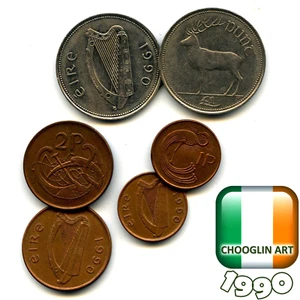 Collection of IRISH 1990 coins, 35 Years Old! - Picture 1 of 1