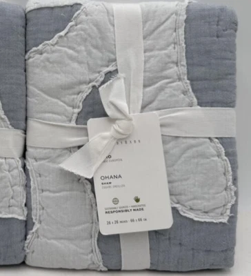 Almohada acolchada de algodón artesanal Pottery Barn Ohana EURO azul cambray NUEVO Foto 1 de 4