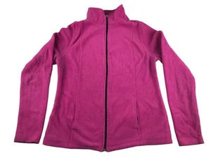 Exertek Womens Fuchsia Long Sleeves mock Neck Pockets Fleece Jacket Size Medium - Picture 1 of 12