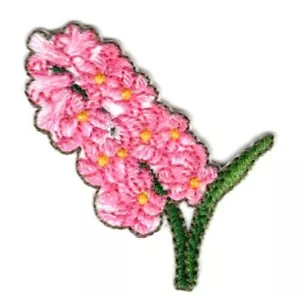 HYACINTH PINK FLOWER Iron On Patch Flowers Garden - Picture 1 of 1