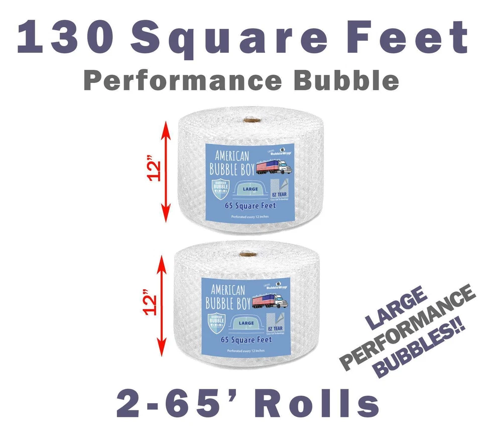 12", Large Performance Grade (1/2) American Bubble Boy Bubble Wrap - 130 Square - Image 1 of 1