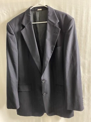 Vintage Cricketeer 2 Piece Suit Black Striped 46R Pants 37x29 Wool USA - Image 1 of 4