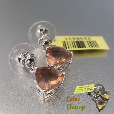 Alexite Diopside Trillion Platinum Overlay Sterling Silver Earrings TGW 5.62 cts - Image 1 of 4