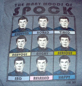 ADULT MEN'S THE MANY MOODS OF SPOCK T-SHIRT SIZE L STAR TREK - Picture 1 of 6