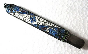 OLD RUSSIAN ENAMELED SMALL PENCIL, SIGNED, USED AS NEEDLE CASE, MINT - Picture 1 of 6