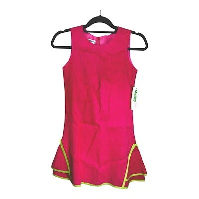 Vestido Malley Too Linho Meninas Tamanho 10 Rosa Verde Acabamento Sem Mangas Verão Preppy NOVO - Imagem 1 de 4