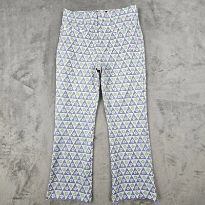 Pantalones cortos acampanados retro azul verde L estampado geométrico ZARA para mujer Y2K Foto 1 de 4