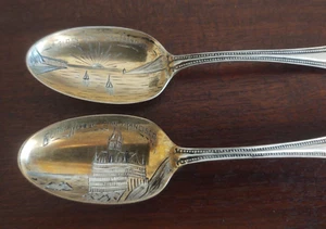 Cucharas antiguas de plata de ley Golden Gate y Cliff House de San Francisco - Imagen 1 de 6