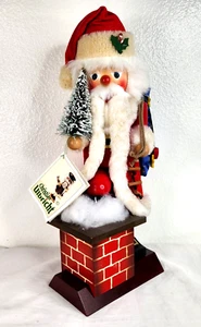 Vintage Holzkunst Christian Ulbricht Babbo Natale schiaccianoci in legno 17" sul tetto tedesco - Foto 1 di 20