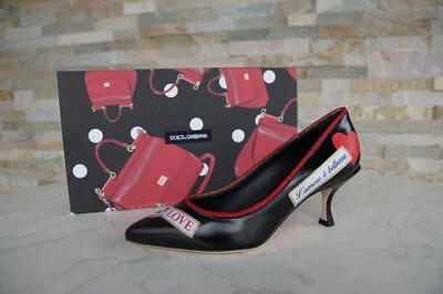 Dolce&Gabbana D&g Zapatos de Tacón Zapatos Ue 35 37 37,5 Negro Antiguo - Imagen 1 de 4
