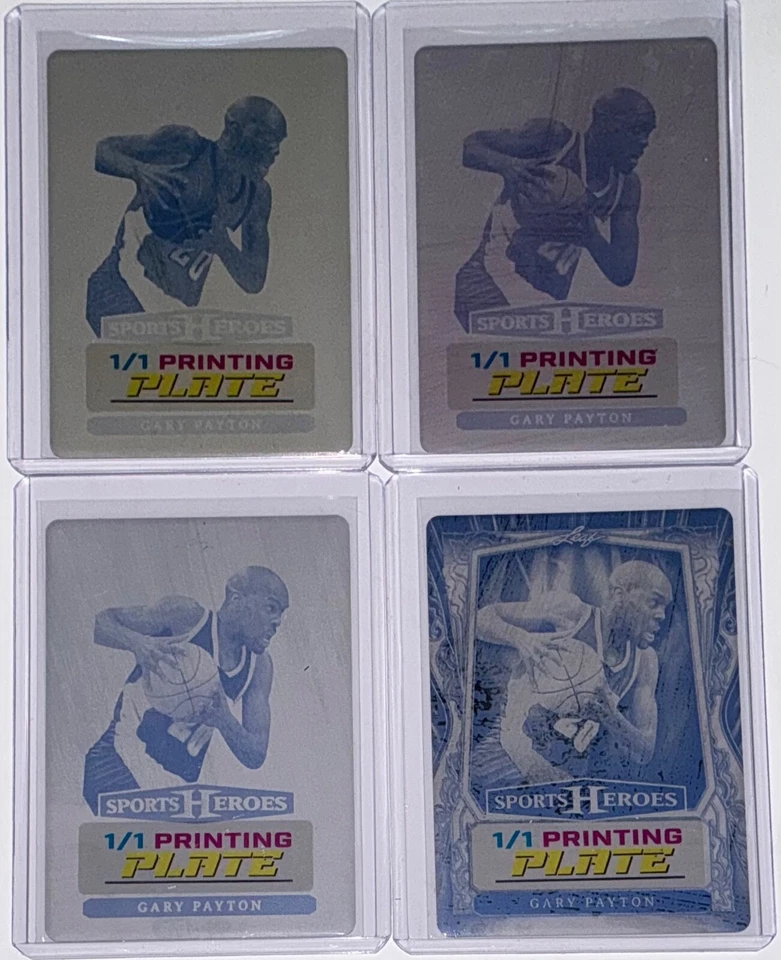 Lote de 1/1 juego de placa de impresión base Gary Payton 2022 Leaf Metal Sports Heroes Foto 1 de 1
