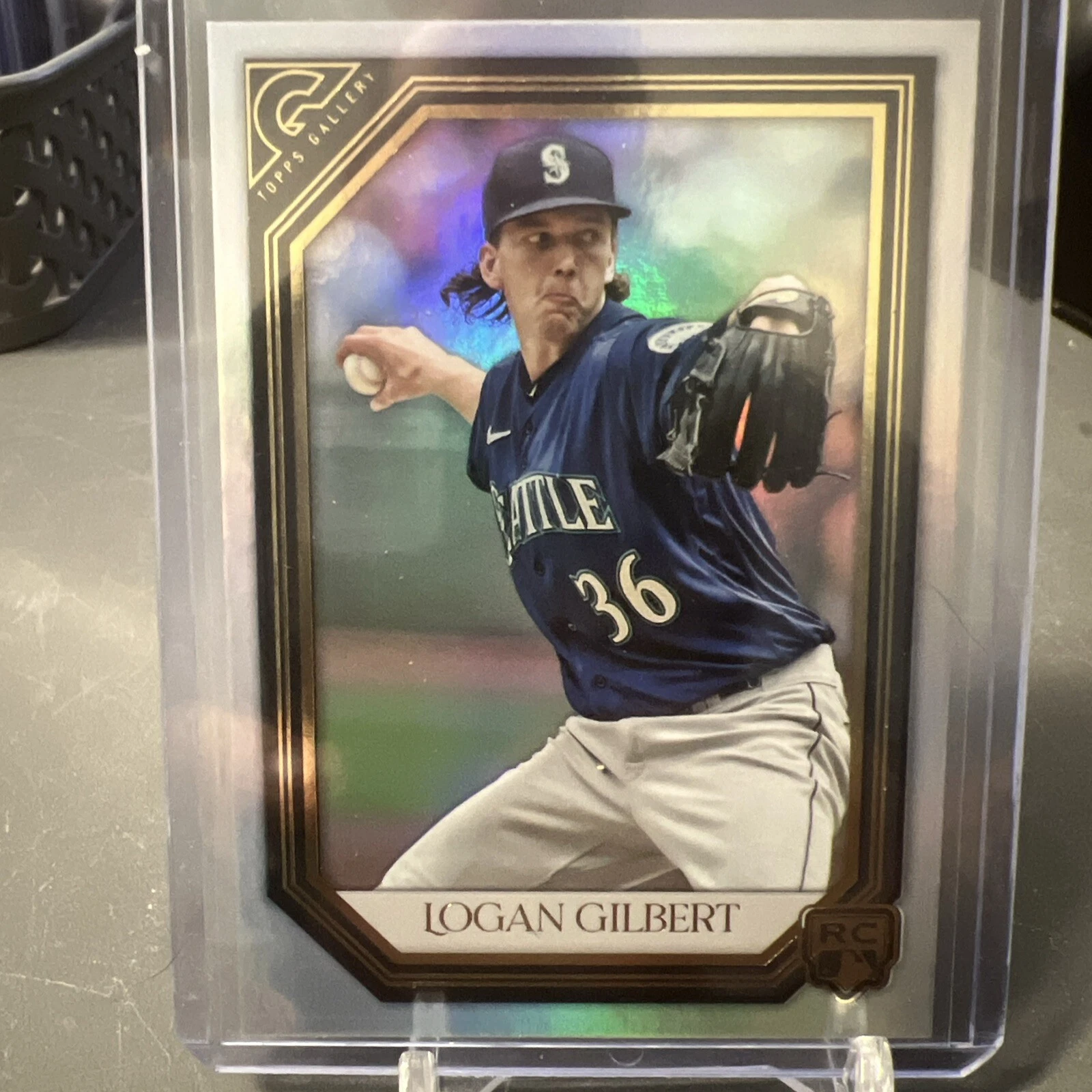 2021 Topps Gallery Logan Gilbert Rainbow Foil RC #176 Mariners