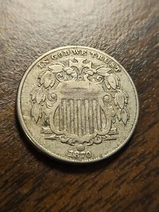 1870 Shield Nickel - Picture 1 of 6