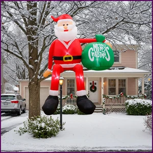 OurWarm 8FT Weihnachten Aufblasbare Outdoor Deko, Klettern Aufblasbar Weihnachtsmann - Bild 1 von 21