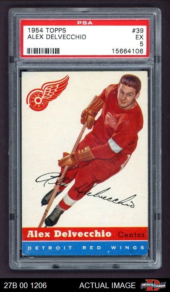 1954 Topps #39 Alex Delvecchio Red Wings HOF PSA 5 - EX - Image 1 of 1