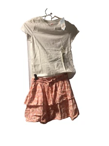 NWT Cat & Jack Medium Pink Flowered Skirt White Top Outfit Super Soft - Picture 1 of 5