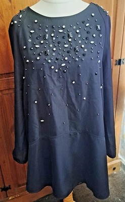 A BNWT Longer Length Black Top with Bead & Stud Trim by H&M Size Eur M - Image 1 of 3