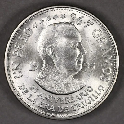 Peso de plata República Dominicana 1955 Trujillo sin circular Foto 1 de 3