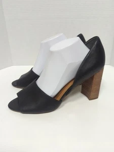 Franco Sarto pelle punta aperta tacco a blocco donna tg 10,5 slip on nero carriera - Foto 1 di 11