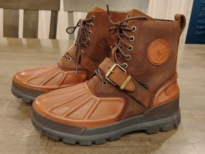 POLO RALPH LAUREN Hombre Oslo Bota Alta Talla 9.5 Cuero Marrón Impermeable - Imagen 1 de 8