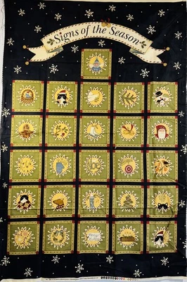 Signs of the Seasons Christmas Quilt / Wall Hanging Fabric Panel Maywood Studios - Image 1 of 4