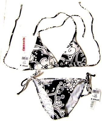 Traje de baño bikini halter blanco y negro Sunsets Separates con lentejuelas nuevo con etiquetas talla XS  Foto 1 de 4
