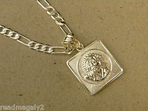 Juego de dijes de cadena y cabeza cuadrada Figaro de 20 pulgadas enchapado en plata para dama y niño - Imagen 1 de 5