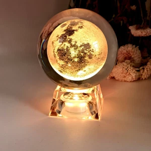 3D Laser Engraved Planet Crystal Ball Solar System Glass Globe For Home GORGEOUS - Picture 1 of 27