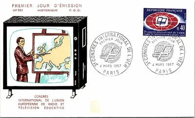 France 1967 FDC - Int'l Congress of the E.U. of Educational Radio & TV - F10880 - Image 1 of 2