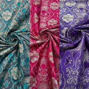 Metallic Cross/chalis Brocade Jacquard /Religious Brocade/58 Inches Wide. - Picture 1 of 9