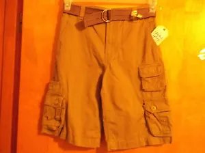 NUEVOS PANTALONES CORTOS "FADED GLORY" CAMEL "DBL CARGO" PARA NIÑO con AJUSTE DE CINTURA Y CINTURÓN - Imagen 1 de 3